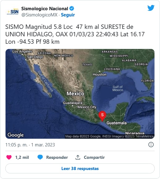 Sismo Unión Hidalgo Oaxaca