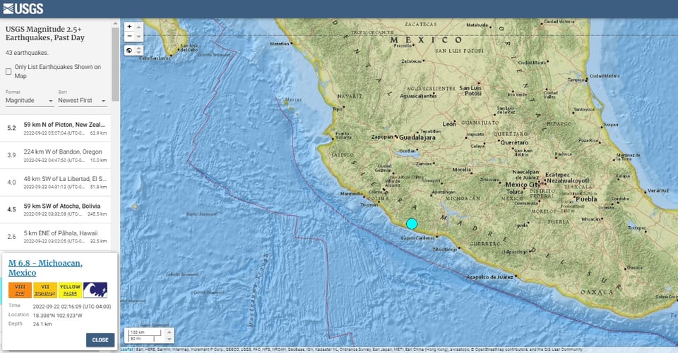 muertos sismo magnitud 6,8 en México