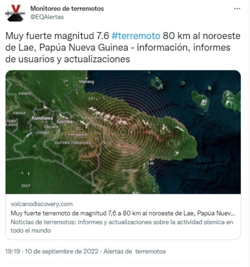 Registran fuerte terremoto en Papua New Guinea