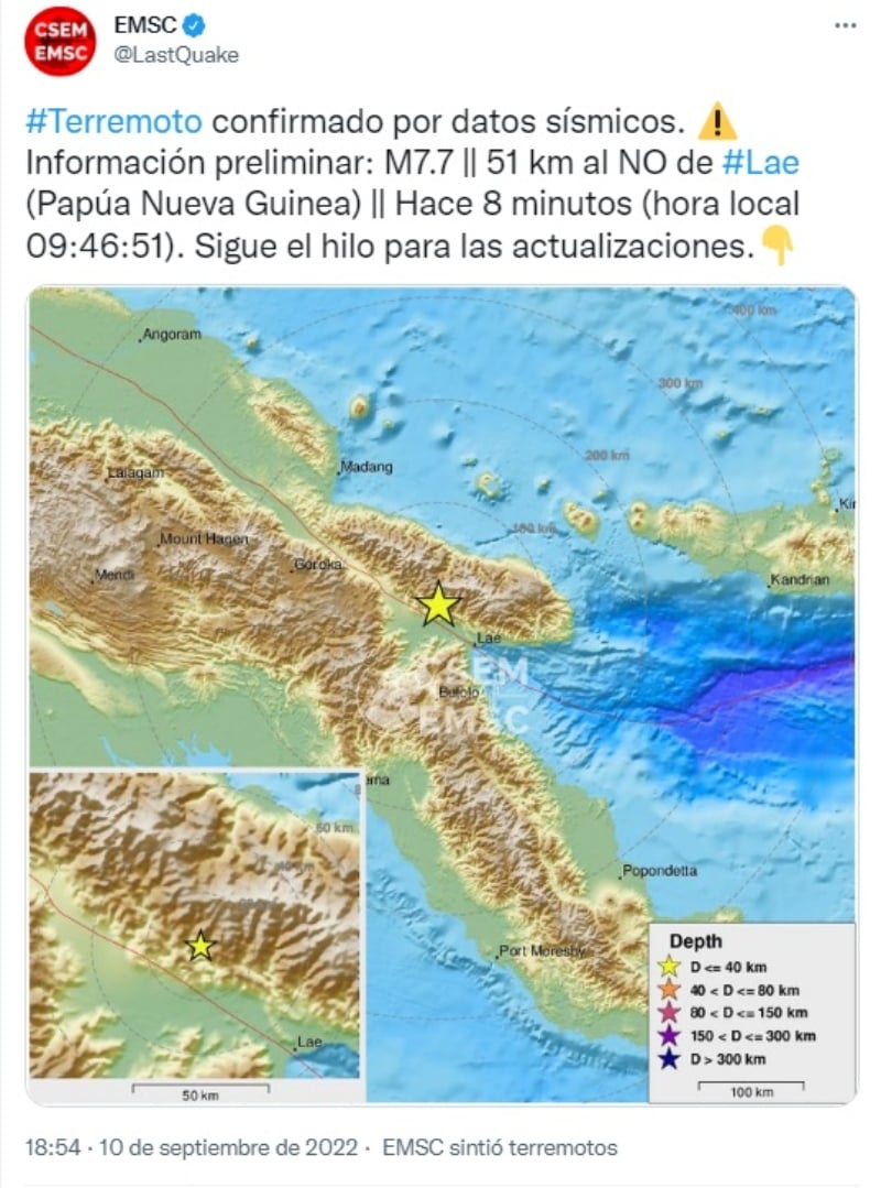 Terremoto Papua New Guinea: Tuvo una magnitud de 7.6