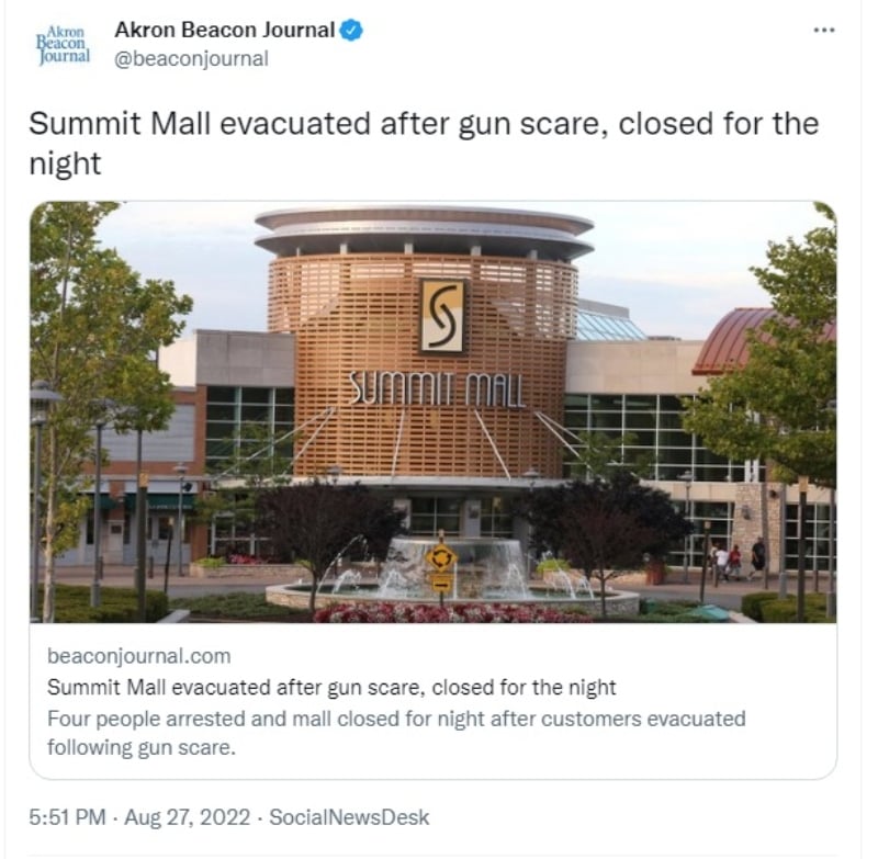 Detienen a hombre armado en el Summit Mall