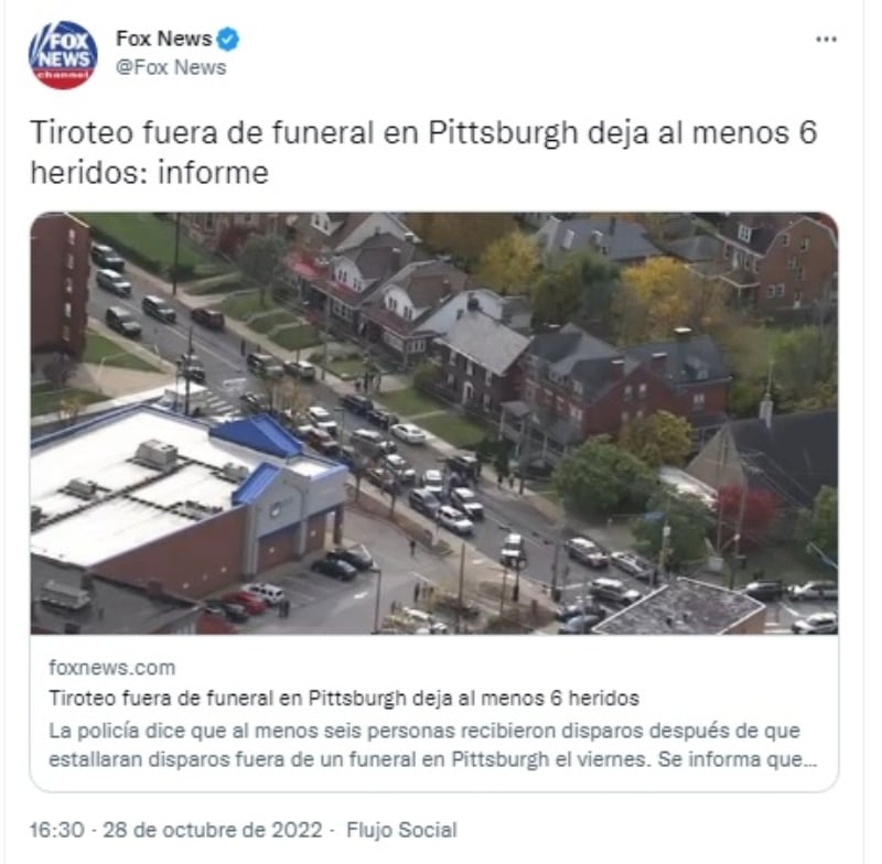 Reportan tiroteo en funeral de iglesia de Pittsburgh