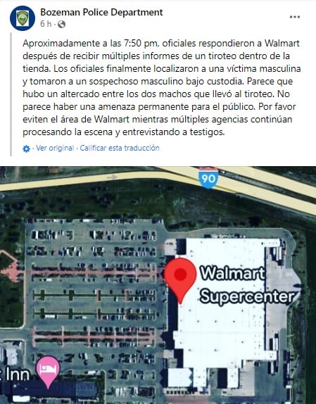 Tiroteo dentro de Walmart muerte