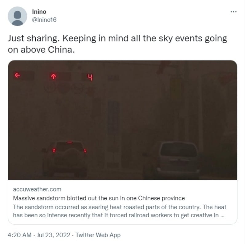 Tormenta arena China: Cubre por completo al sol