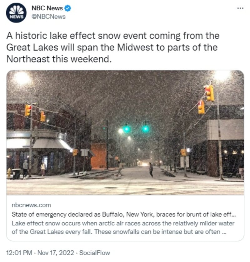 Tormenta nieve Buffalo: Emiten alerta