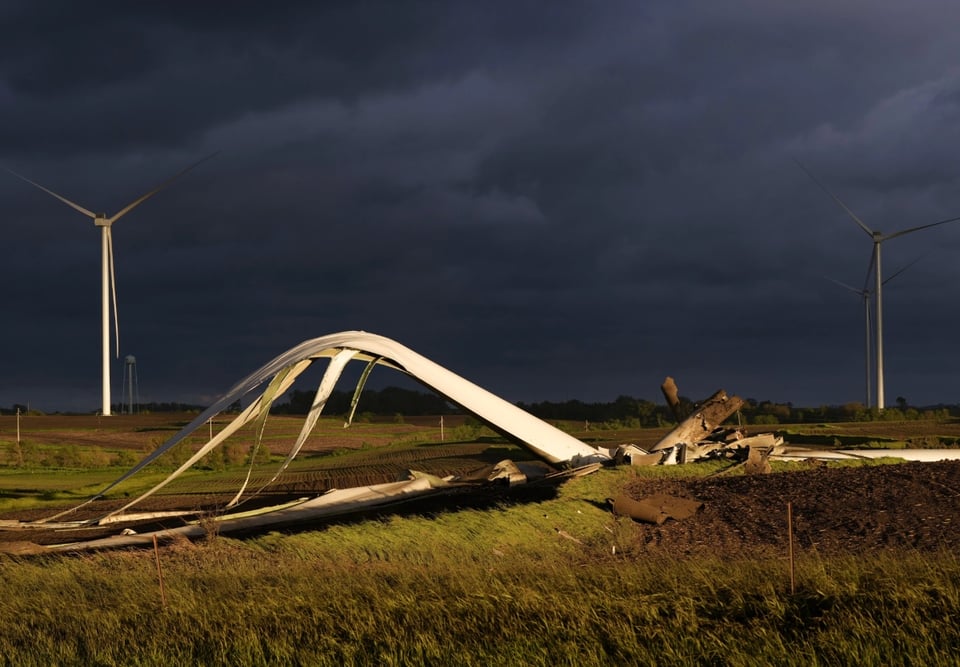 turbina eólica, turbina eólica destruida, Des Maines, Iowa, MundoNOW