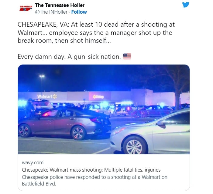7 confirmed dead after shooting at Walmart in Virginia