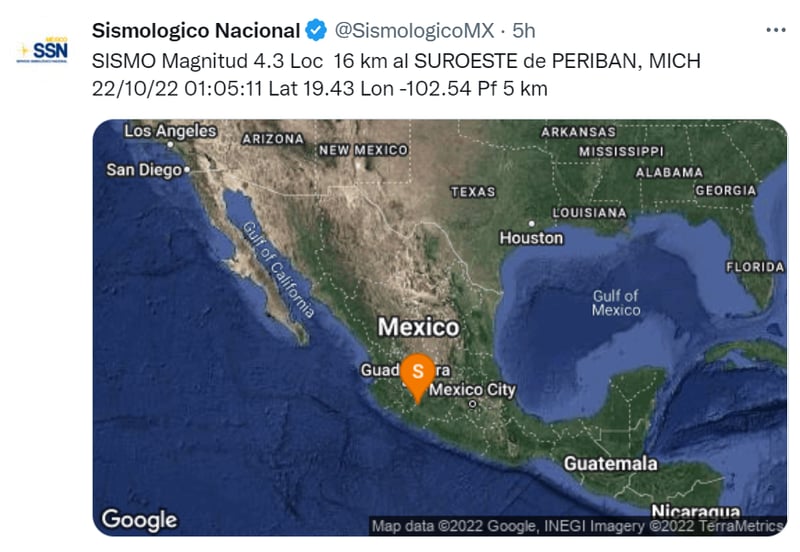 Sismo Michoacán México